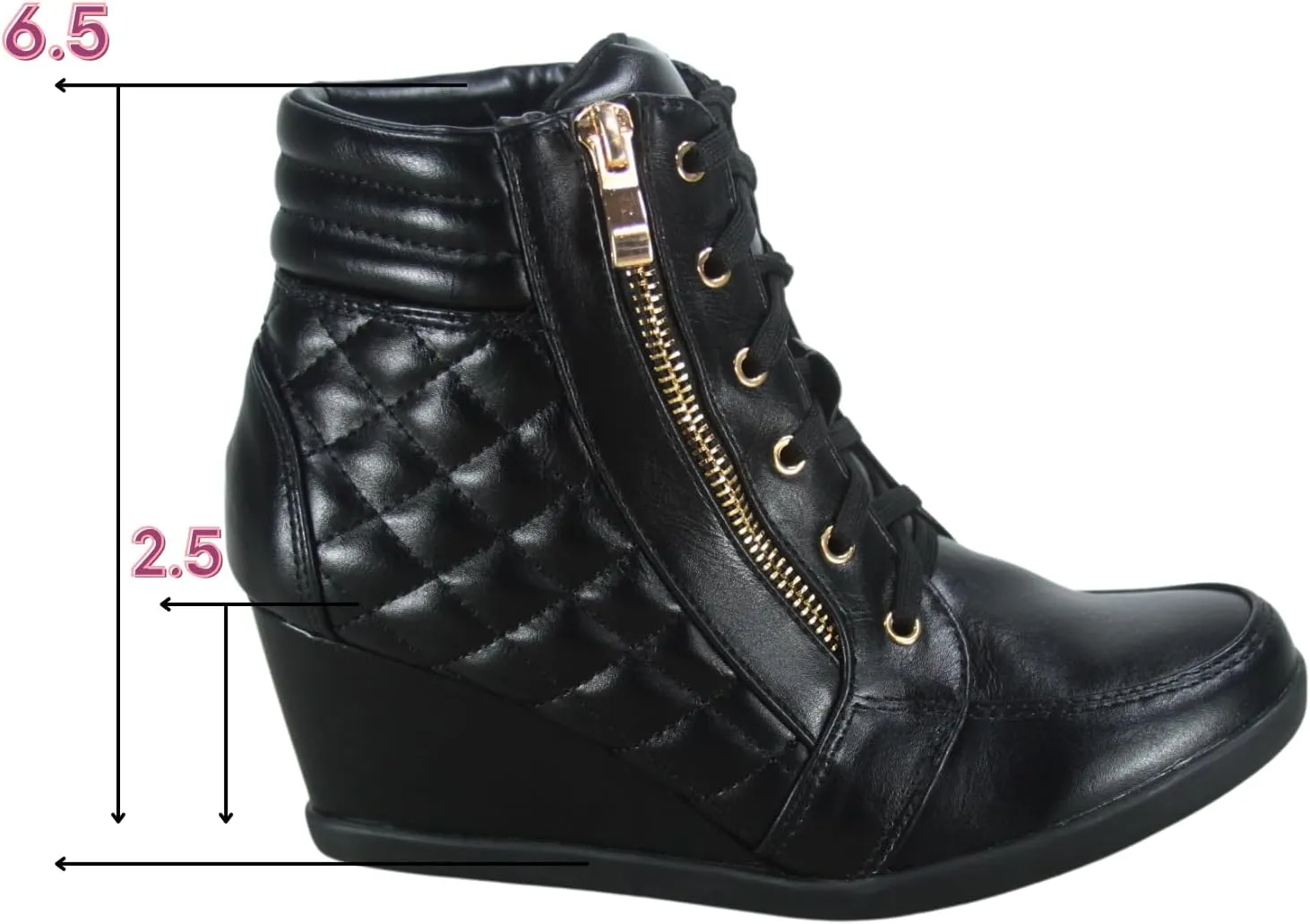Forever Link Women's Fashion Glitter High Top Lace Up Wedge Sneaker Shoes