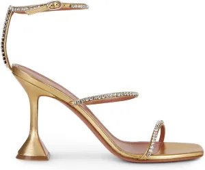 FOWT Fashion Leather Classic Square Toe Crystal Ankle Strap Flared High Heels Elegant Narrow Band Heeled Sandals Adorable 4 inches Red Pumps for Woman Dress Office Shoes, US Size 5-10 M
