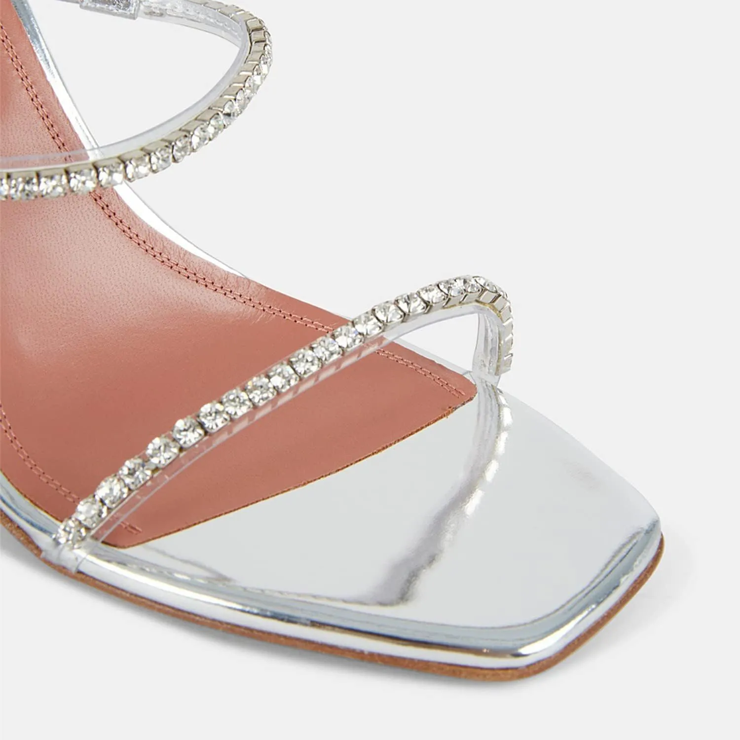 FOWT Fashion Leather Classic Square Toe Crystal Ankle Strap Flared High Heels Elegant Narrow Band Heeled Sandals Adorable 4 inches Red Pumps for Woman Dress Office Shoes, US Size 5-10 M