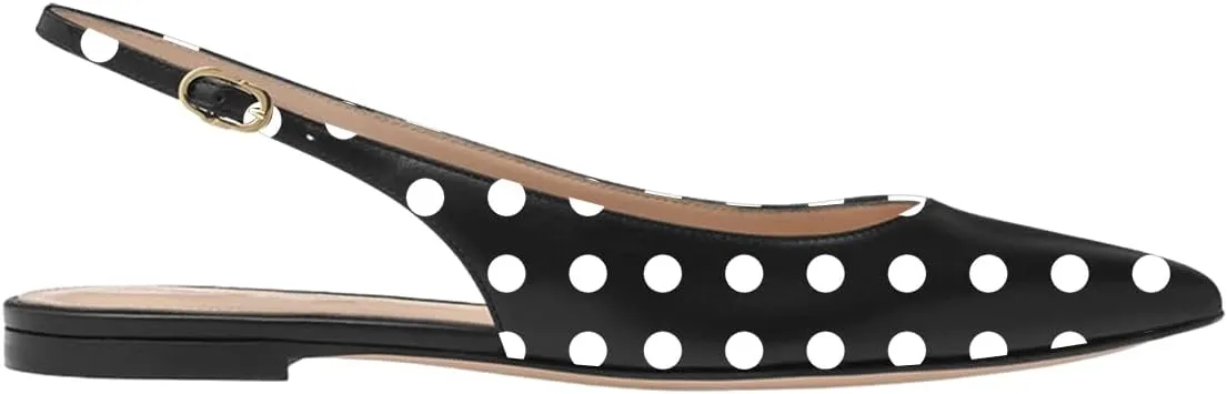 FOWT Simple Closed Pointed Toe Slingback Buckle Strap Womens Flats Comfort Casual Daily Mules Shoes Ladies Slip on Sandals for Dressy Driving Commuting Travel, US Size 4-16 M