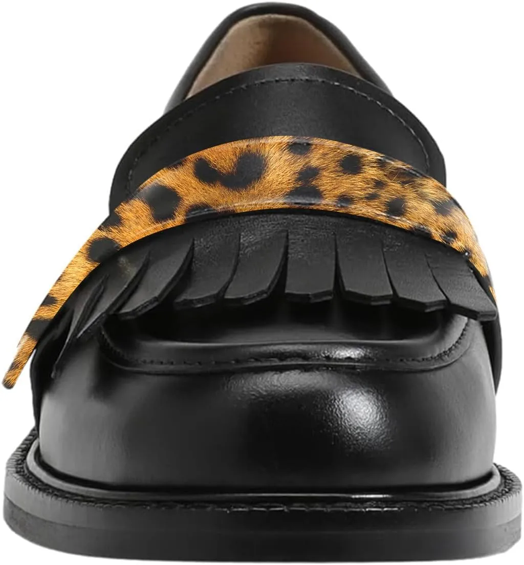 FOWT Women Round Toe Platform Penny Loafers Slip on Tassel Flat Pumps Contrast Stitching Office School Shoes Size 4-16 US