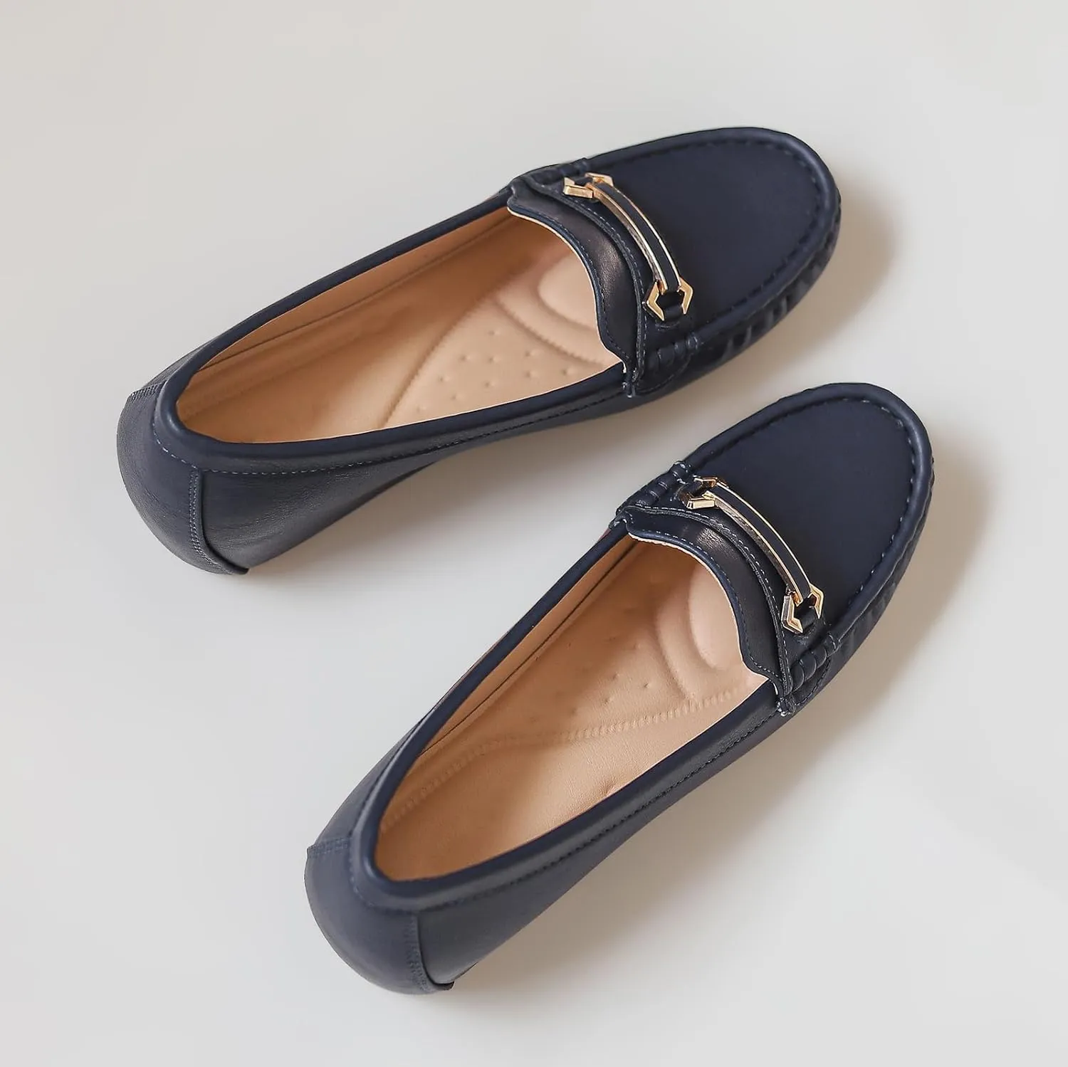 FRALOSHA Loafers for Women Wedge Penny Loafers Leather Leisure Walking Comfort Flat Slip-On Dressy Casual Cute Shoes