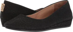 French Sole Zeppa Flat - Flats for Women - Breathable Leather Lining - Rubber Outsole - Cushioned Footbed Black Stingray 6 M