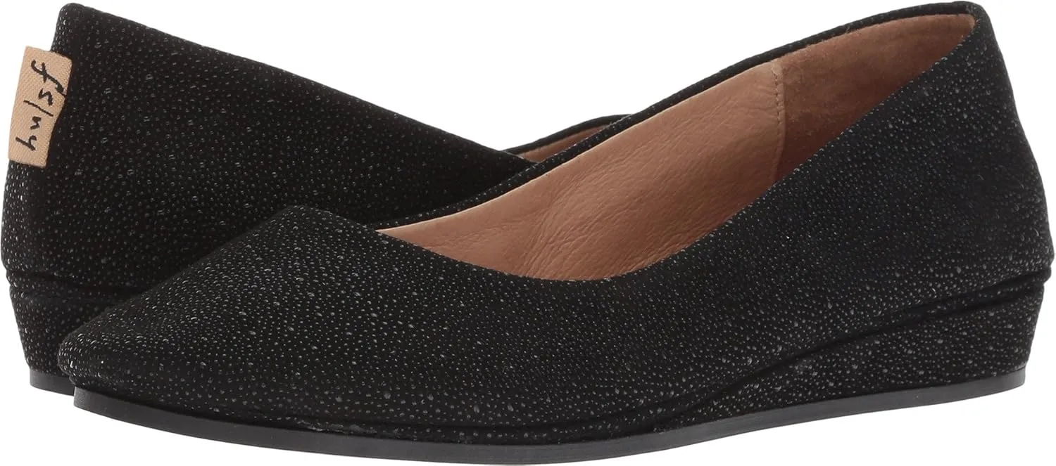 French Sole Zeppa Flat - Flats for Women - Breathable Leather Lining - Rubber Outsole - Cushioned Footbed Black Stingray 6 M