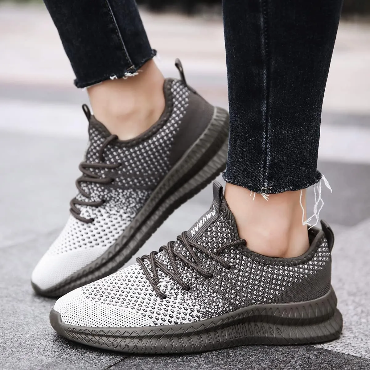 FUJEAK Men Running Shoes Men Casual Breathable Walking Shoes Sport Athletic Sneakers Gym Tennis Slip On Comfortable Lightweight Shoes
