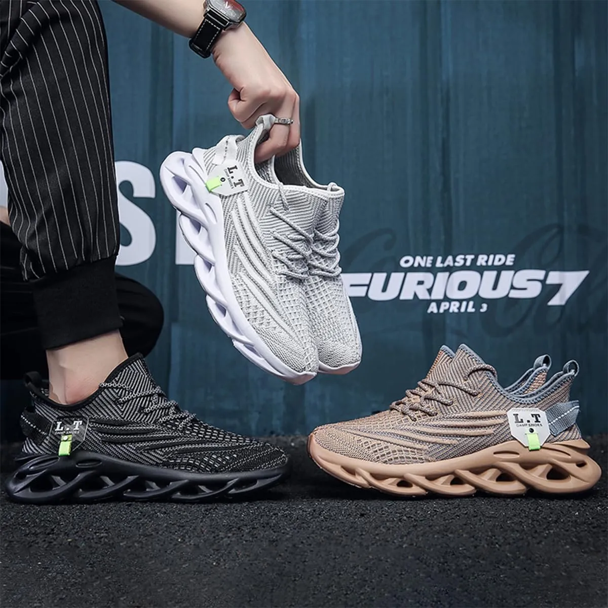 FUJEAK Mens Running Walking Tennis Shoes Mens Casual Fashion Gym Hiking Shoes for Men Sneakers Work Breathable Comfortable Lightweight