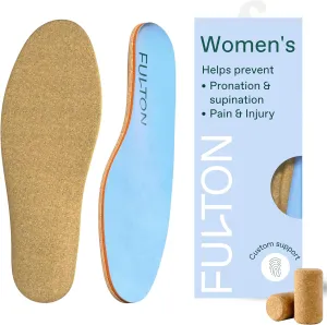 Fulton Athletic Running Insoles for Women - Shock Absorbing Insoles with High Impact Arch Support - Custom Molding Cork Inserts Alleviate Plantar Fasciitis & Foot Fatigue (Women's Wide 7.5-8)