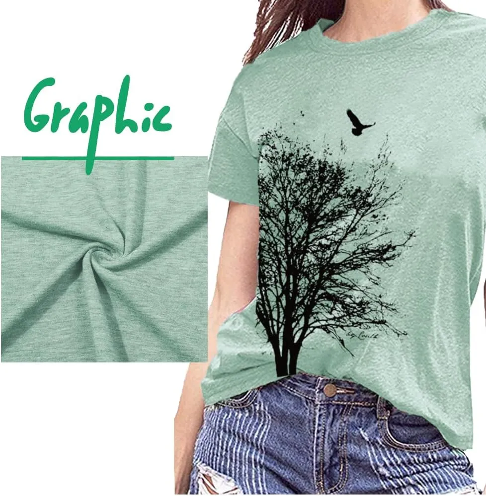 Funny Graphic Women Skinny Pine Tree Shirt Summer Hiking Camping Athletic Tees Nature Casual Comfy Clothes