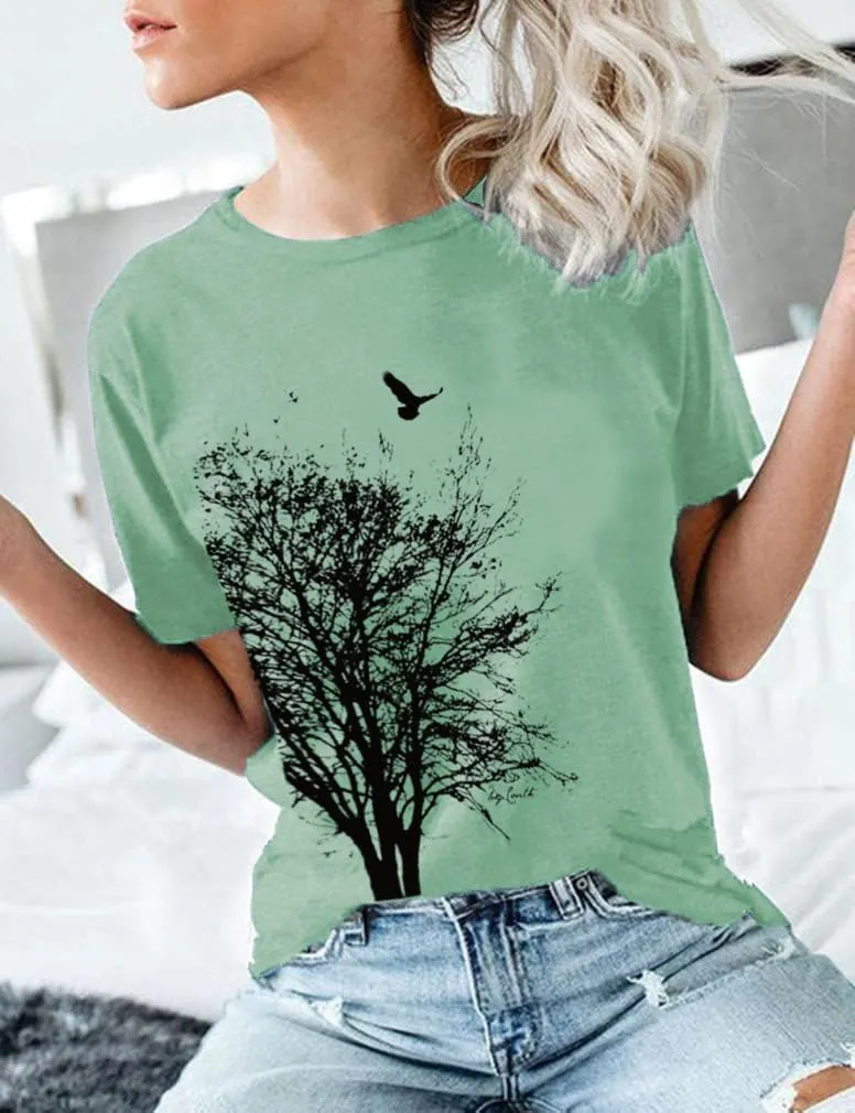 Funny Graphic Women Skinny Pine Tree Shirt Summer Hiking Camping Athletic Tees Nature Casual Comfy Clothes