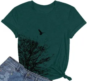 Funny Graphic Women Skinny Pine Tree Shirt Summer Hiking Camping Athletic Tees Nature Casual Comfy Clothes