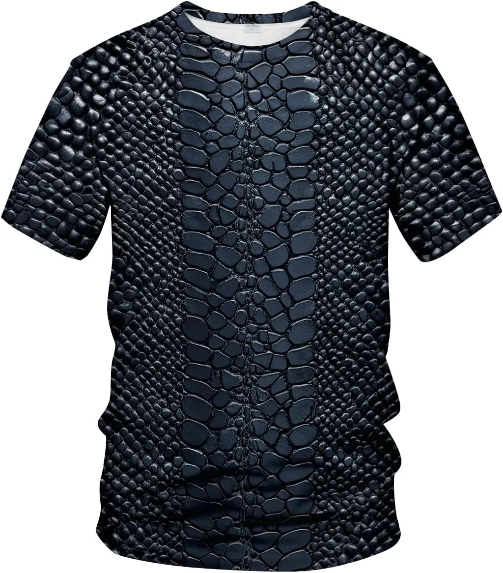 Funny Snake Scales Graphic T-Shirt Novelty Short Sleeve Crewneck Shirt