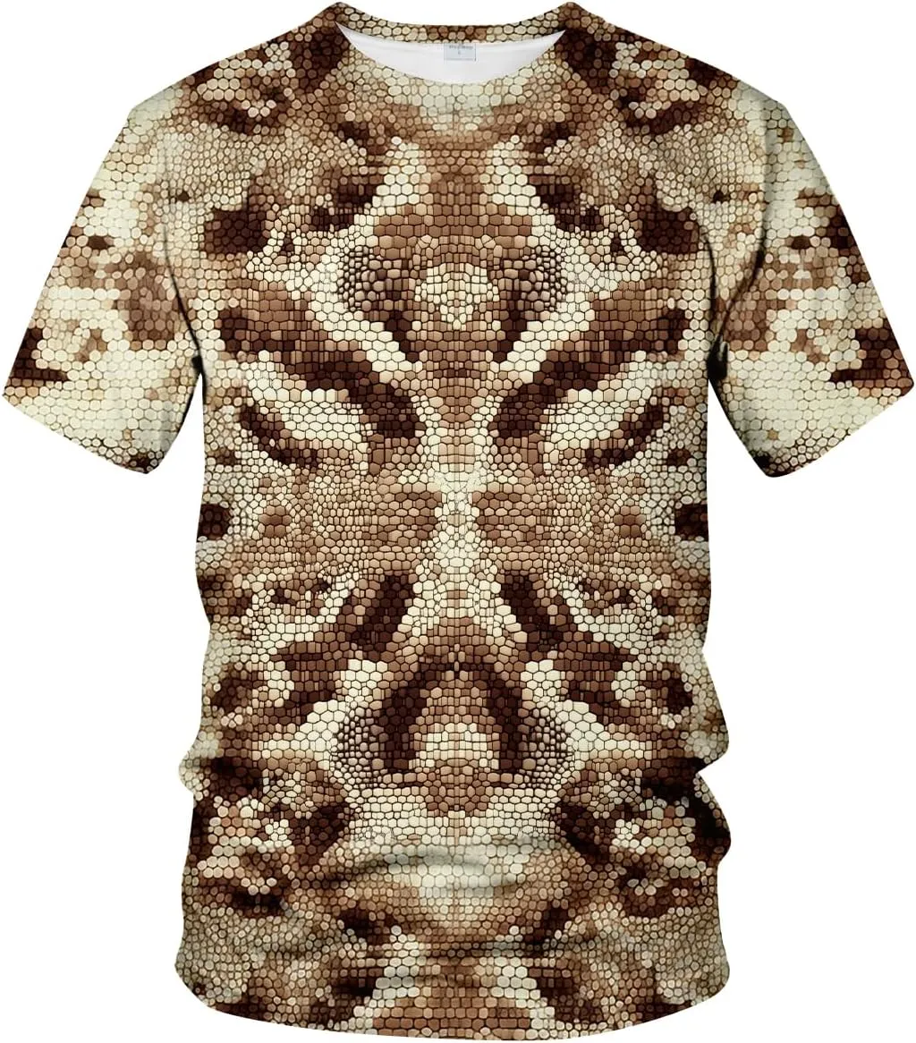 Funny Snake Scales Graphic T-Shirt Novelty Short Sleeve Crewneck Shirt