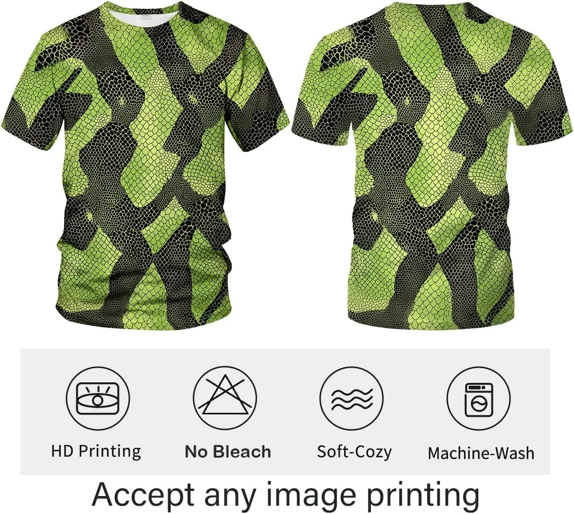 Funny Snake Scales Graphic T-Shirt Novelty Short Sleeve Crewneck Shirt