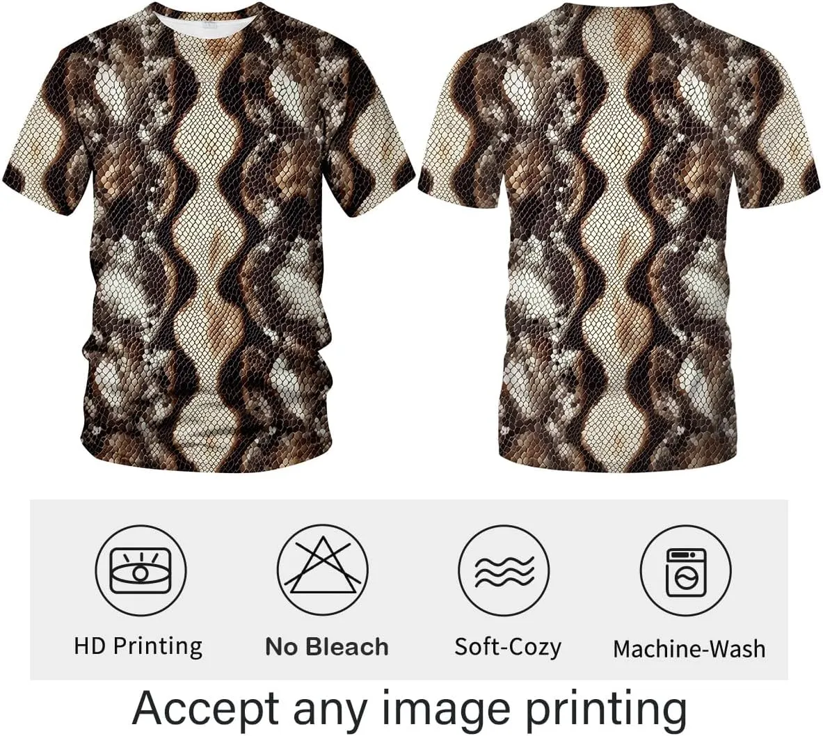 Funny Snake Scales Graphic T-Shirt Novelty Short Sleeve Crewneck Shirt
