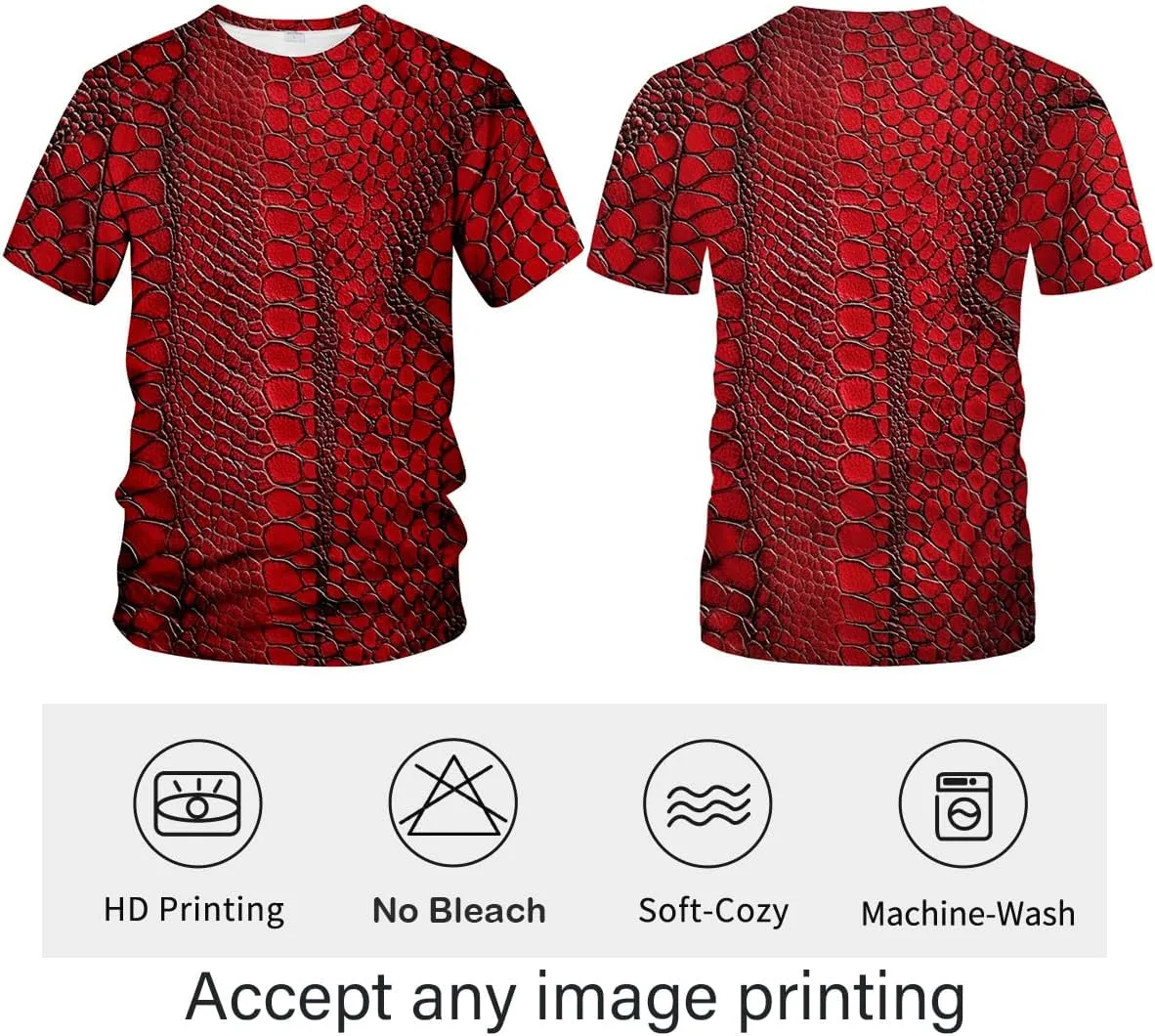 Funny Snake Scales Graphic T-Shirt Novelty Short Sleeve Crewneck Shirt