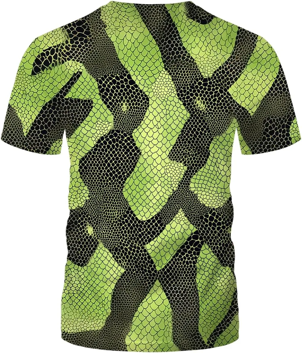 Funny Snake Scales Graphic T-Shirt Novelty Short Sleeve Crewneck Shirt