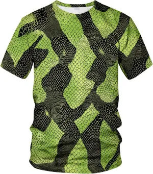 Funny Snake Scales Graphic T-Shirt Novelty Short Sleeve Crewneck Shirt