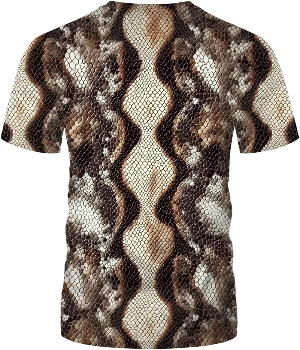 Funny Snake Scales Graphic T-Shirt Novelty Short Sleeve Crewneck Shirt