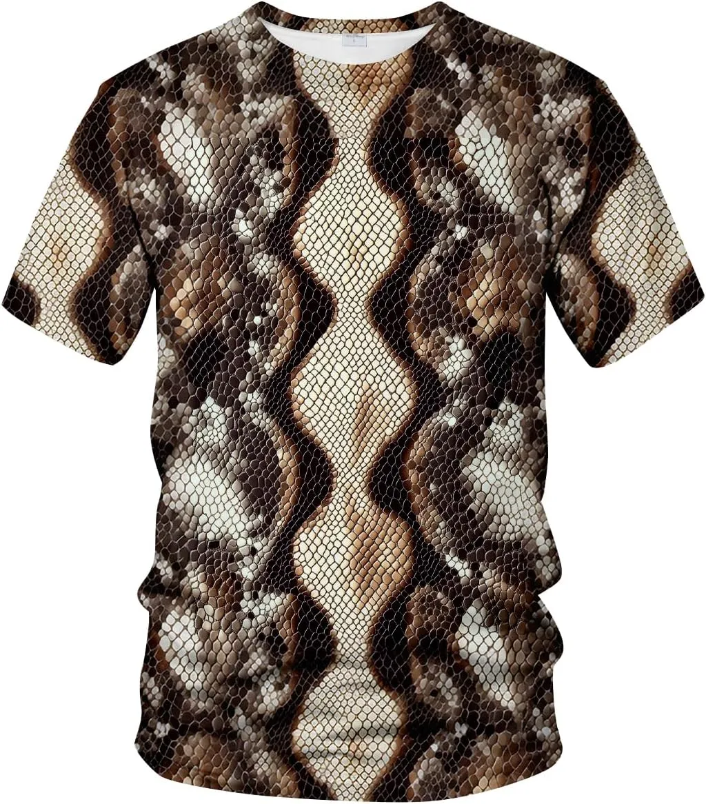 Funny Snake Scales Graphic T-Shirt Novelty Short Sleeve Crewneck Shirt