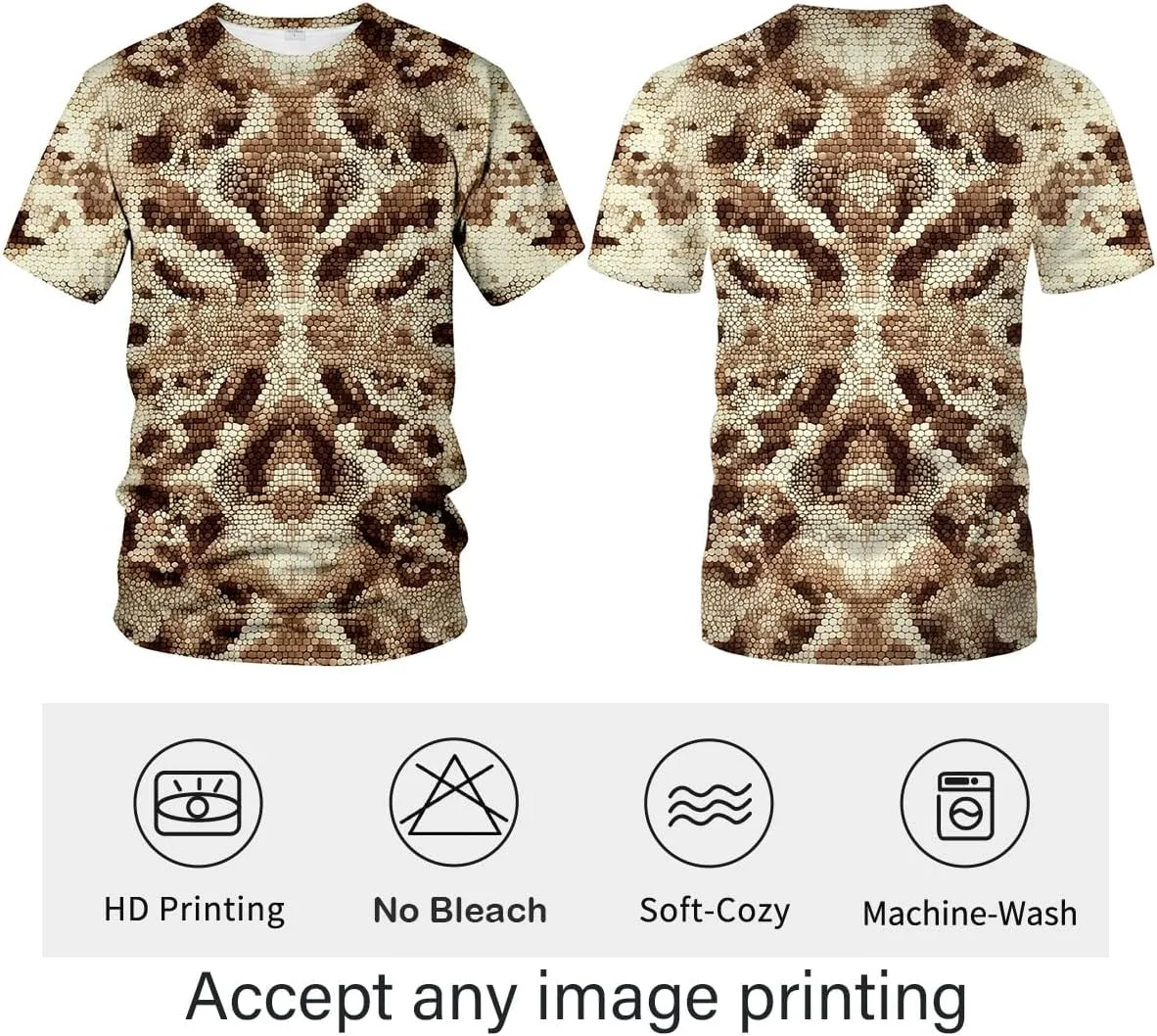 Funny Snake Scales Graphic T-Shirt Novelty Short Sleeve Crewneck Shirt