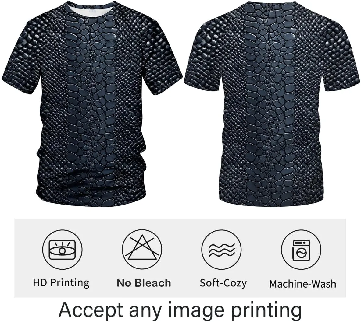 Funny Snake Scales Graphic T-Shirt Novelty Short Sleeve Crewneck Shirt