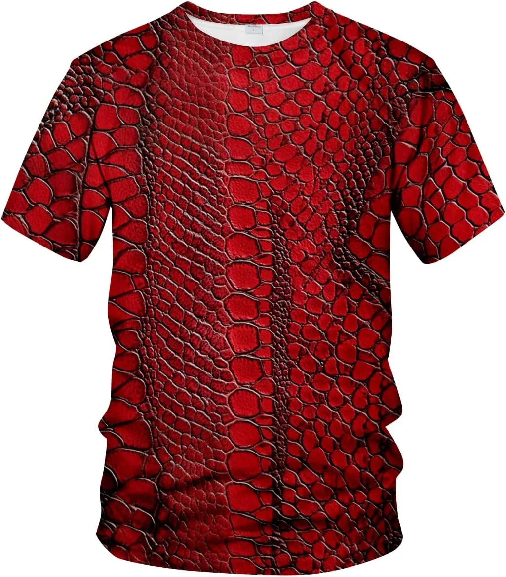 Funny Snake Scales Graphic T-Shirt Novelty Short Sleeve Crewneck Shirt