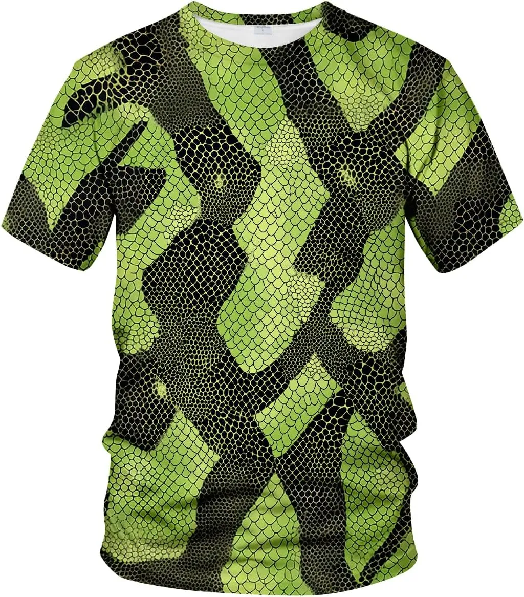 Funny Snake Scales Graphic T-Shirt Novelty Short Sleeve Crewneck Shirt