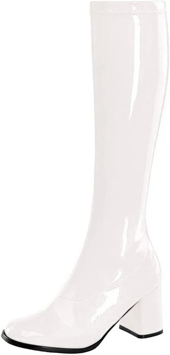 Funtasma Women's Gogo-300X Knee-High Boot,White Stretch Patent,7 C/D US