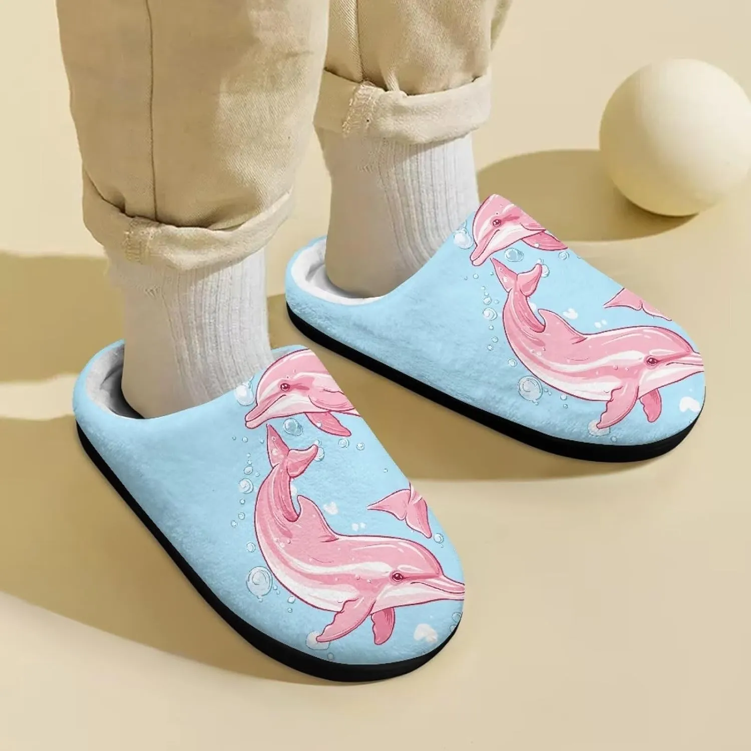 Fuzzy House Slippers for Kids Warm Comfort Outdoor Indoor Slipper Winter Cozy Cotton Non-Slip Slippers for Toddler Boys Girls US 9-15