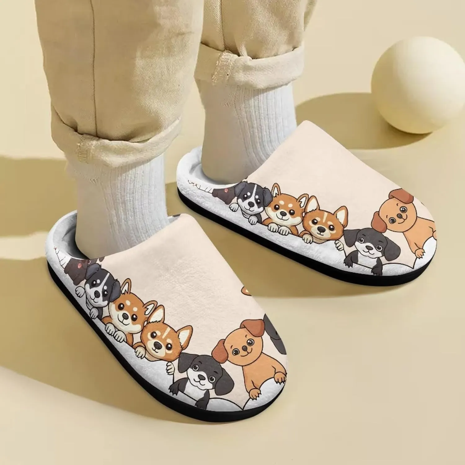 Fuzzy House Slippers for Kids Warm Comfort Outdoor Indoor Slipper Winter Cozy Cotton Non-Slip Slippers for Toddler Boys Girls US 9-15