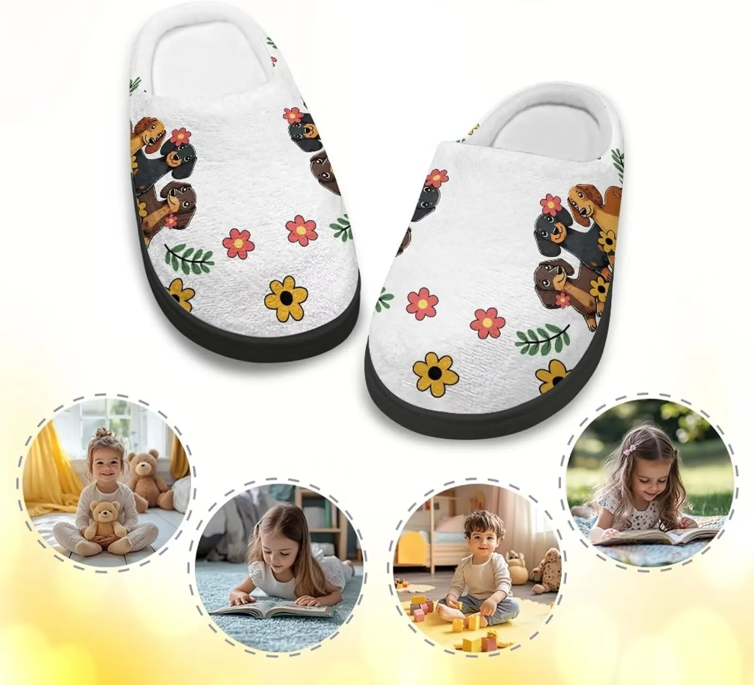 Fuzzy House Slippers for Kids Warm Comfort Outdoor Indoor Slipper Winter Cozy Cotton Non-Slip Slippers for Toddler Boys Girls US 9-15
