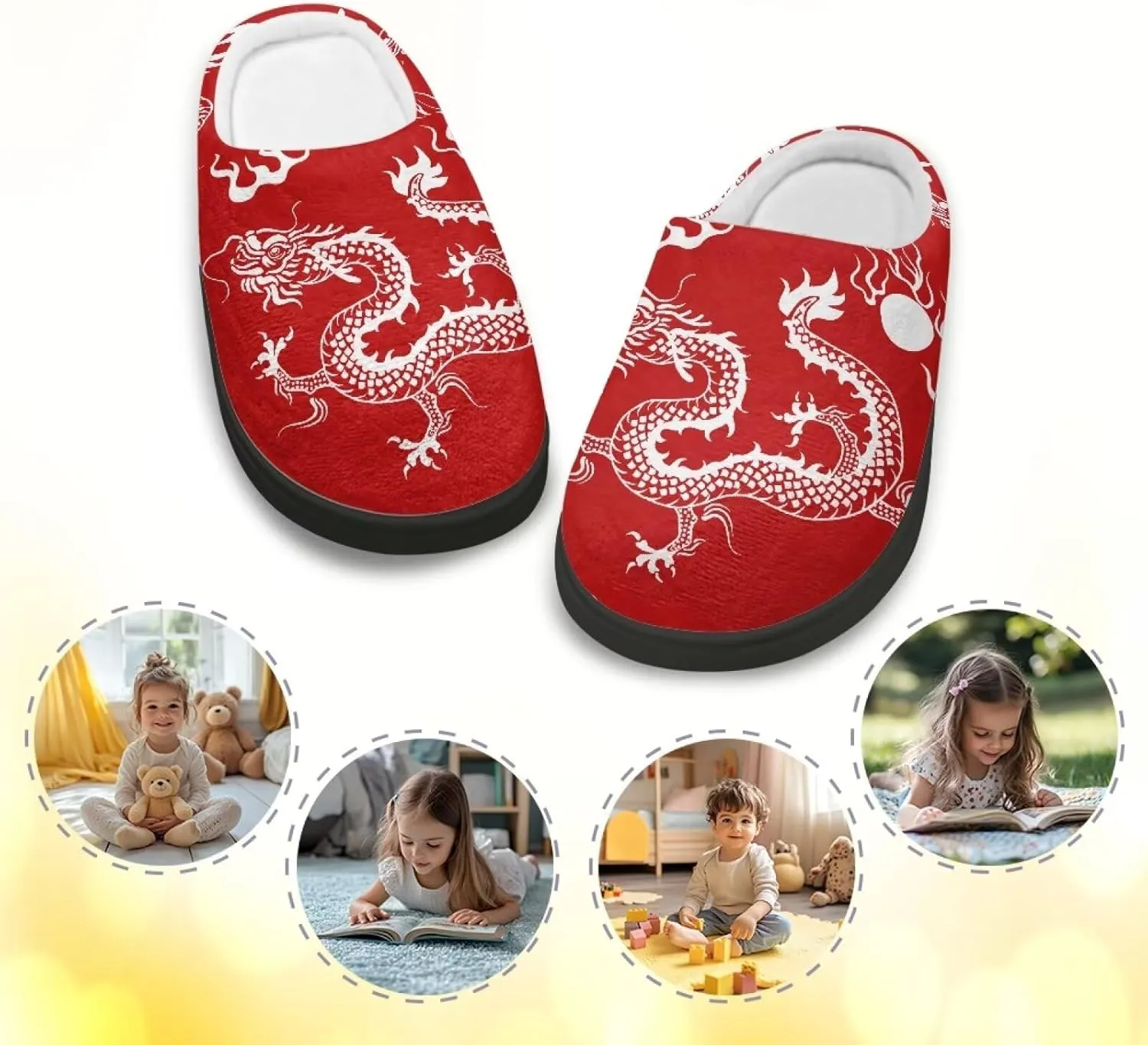 Fuzzy House Slippers for Kids Warm Comfort Outdoor Indoor Slipper Winter Cozy Cotton Non-Slip Slippers for Toddler Boys Girls US 9-15
