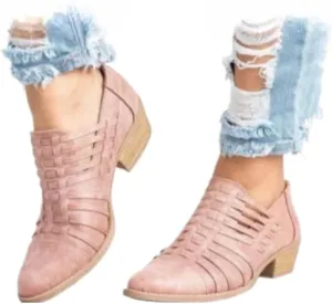 Geerta Huaraches for Women Dressy Water Sandals Mexican Leather Woven Wide Width No Slip High Heel Pointed Toe Loafers Slip on Shower Shoes Waterproof Casual Comfort Walking Slides Summer Beach Party