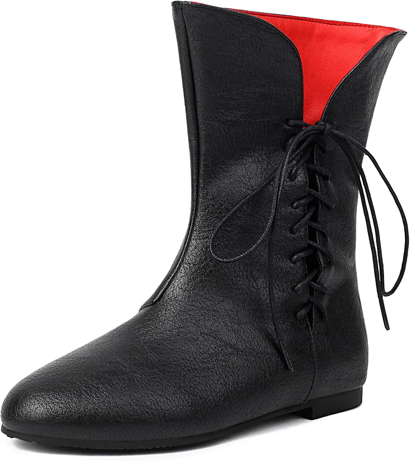 Gicoiz Women Lace Up Comfort Round Toe Vinatge Flats Moccasin Boots