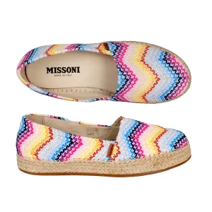 Girls Espadrilles in Multicolour Zig Zag Print