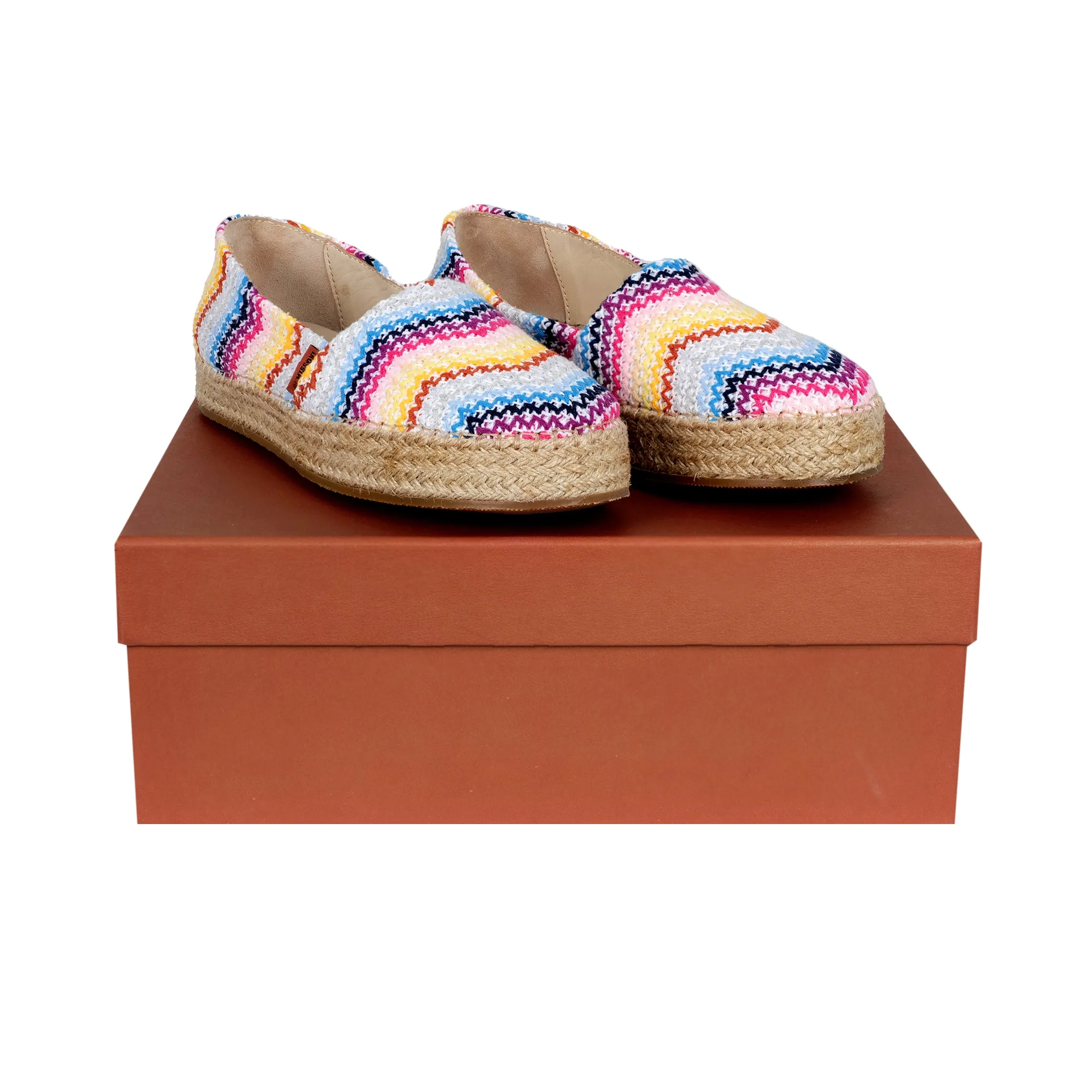 Girls Espadrilles in Multicolour Zig Zag Print