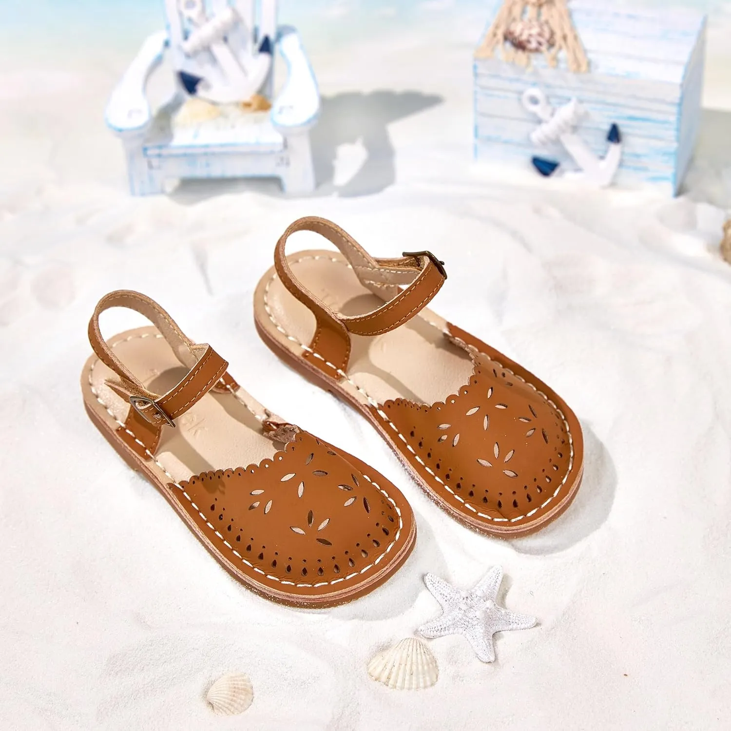 Girls Sandals 3-12 Years | Dressy & Play Shoes | Leather-Like for Outdoor School
