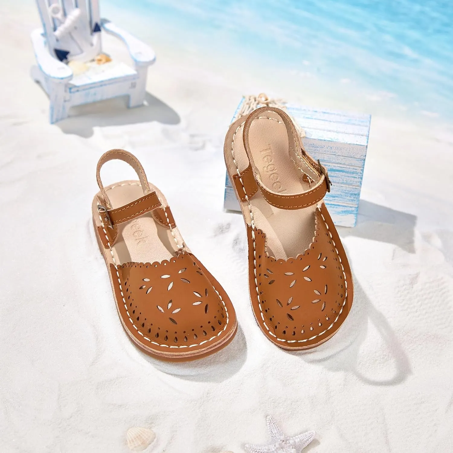 Girls Sandals 3-12 Years | Dressy & Play Shoes | Leather-Like for Outdoor School