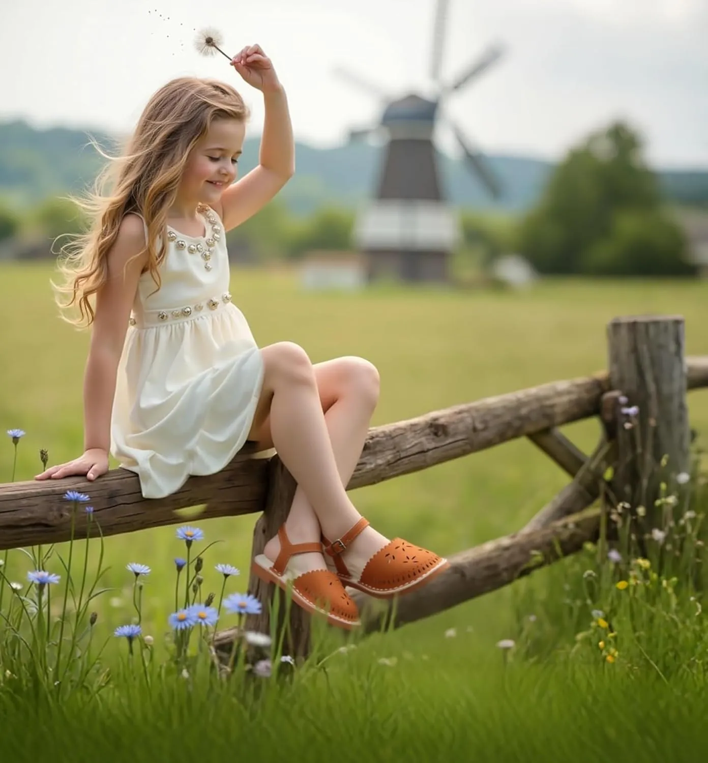 Girls Sandals 3-12 Years | Dressy & Play Shoes | Leather-Like for Outdoor School