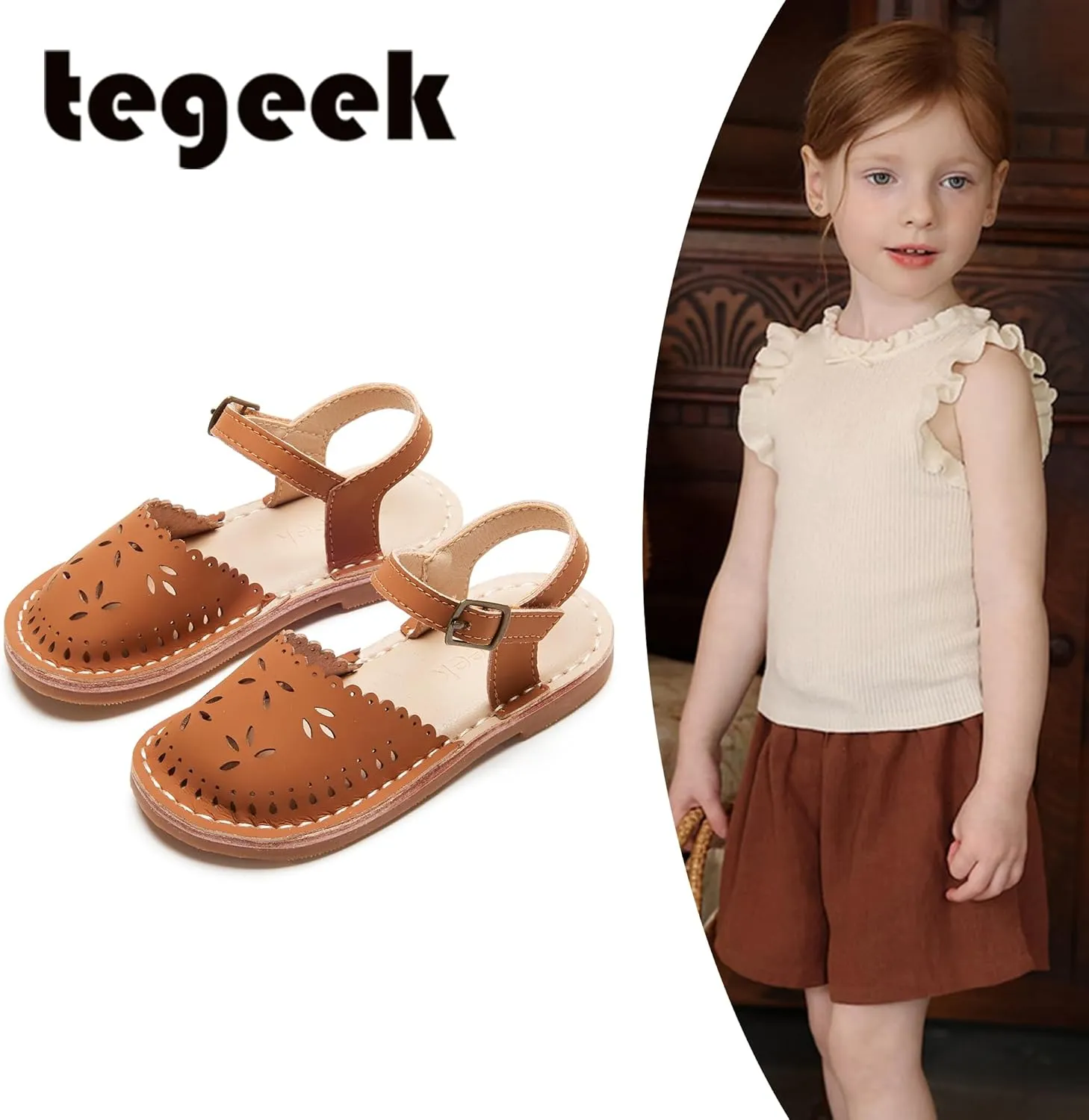 Girls Sandals 3-12 Years | Dressy & Play Shoes | Leather-Like for Outdoor School