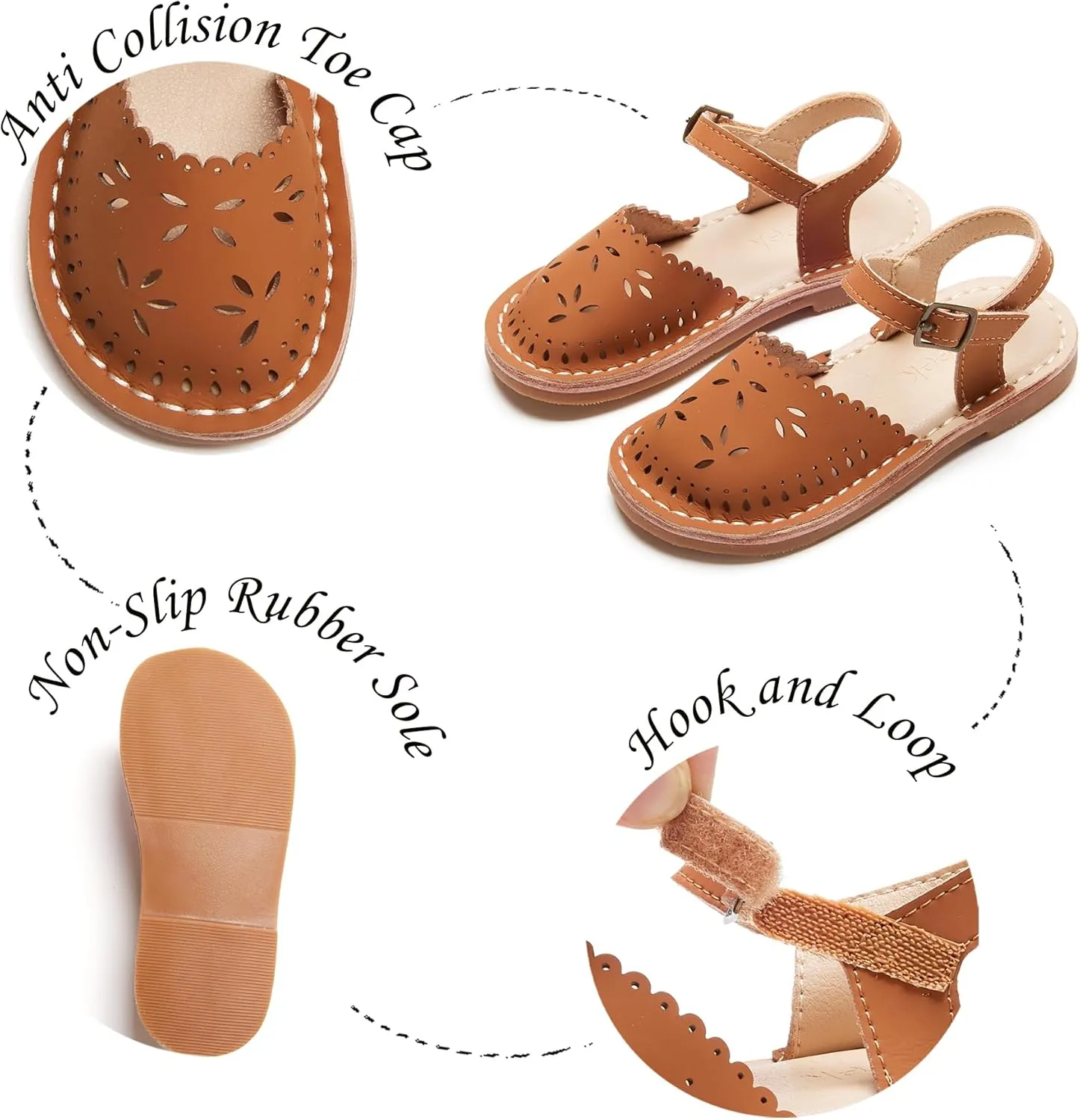 Girls Sandals 3-12 Years | Dressy & Play Shoes | Leather-Like for Outdoor School