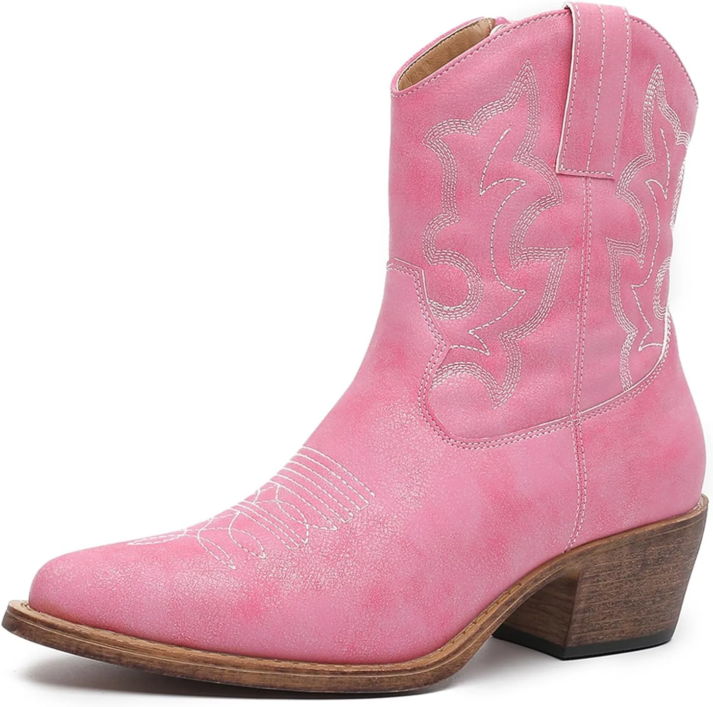 GLOBALWIN Cowboy Boots For Women Cute Cowgirl Boots Women's Western Boots With Embroidery Side Zipper Chunky Heel