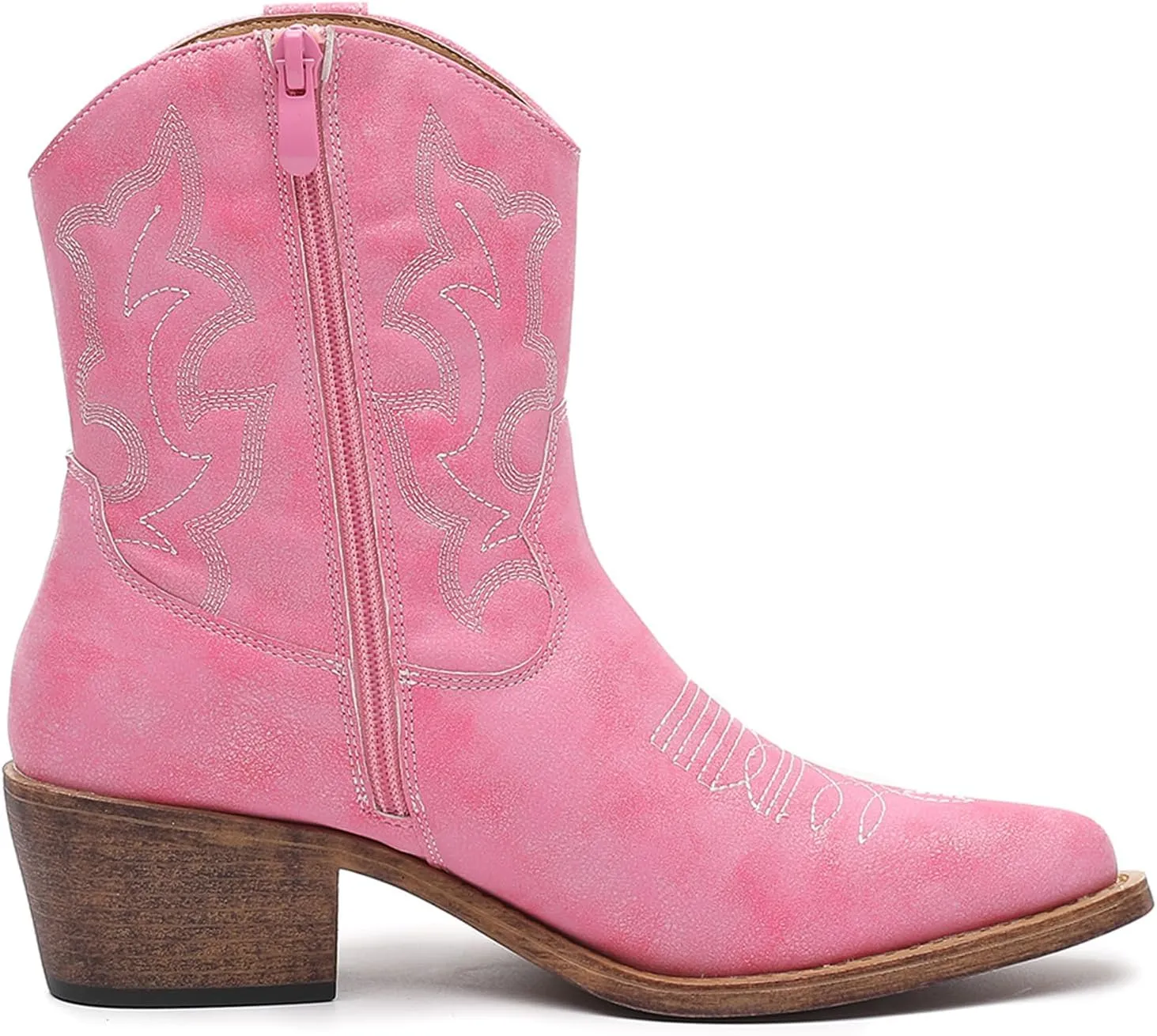 GLOBALWIN Cowboy Boots For Women Cute Cowgirl Boots Women's Western Boots With Embroidery Side Zipper Chunky Heel