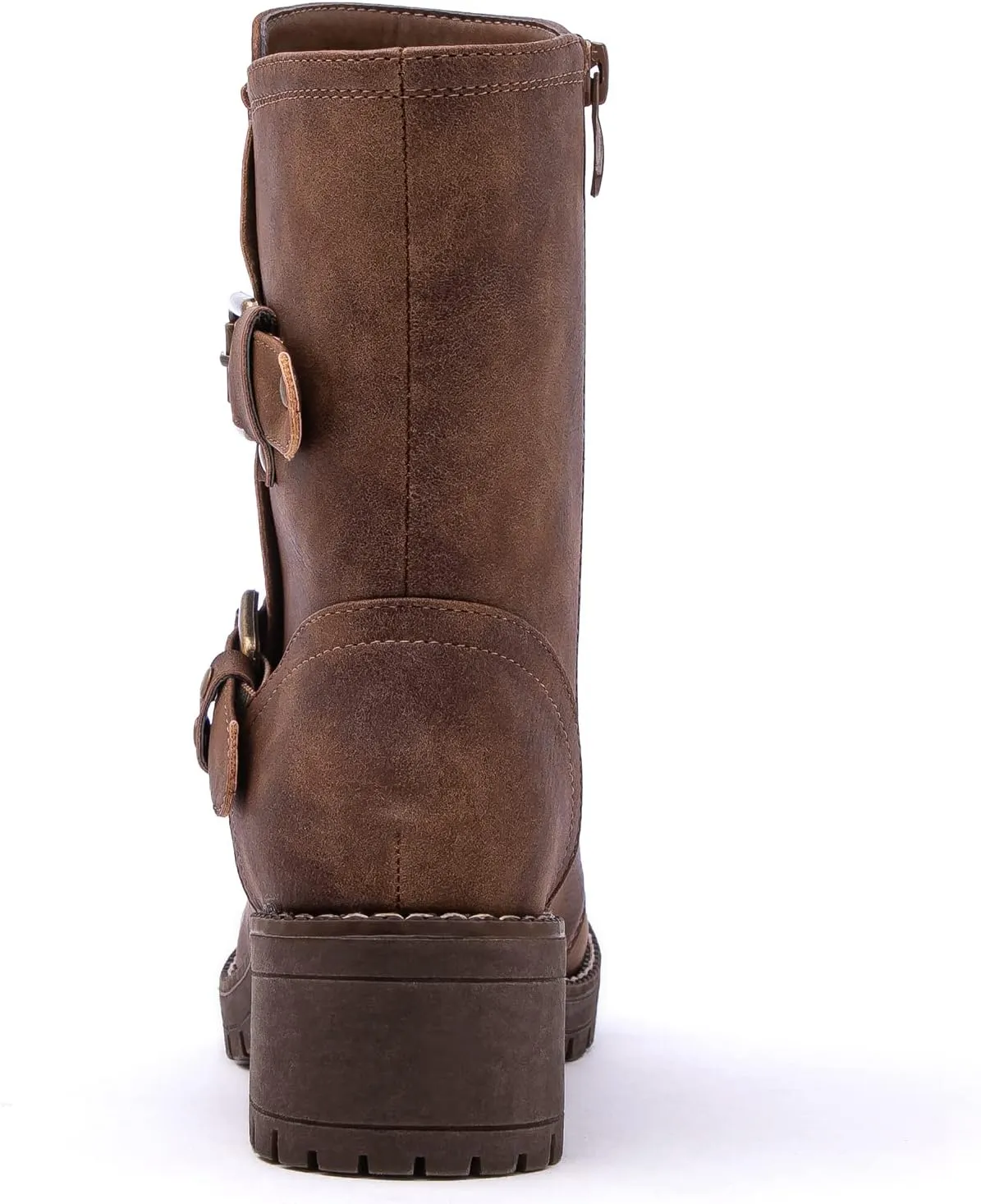 GLOBALWIN Lace up Mid Calf Motorcycle Fashion Festival Boots Combat Riding Military Boots for Women