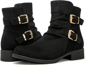 GLOBALWIN Women's Ankle Boots Fashion Booties For Women Low Heel
