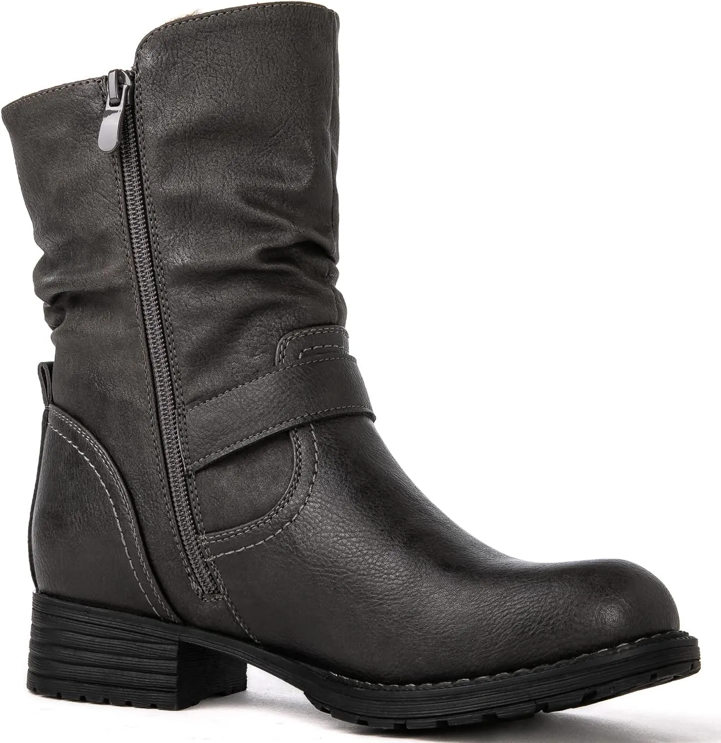 GLOBALWIN Women's Fur Booties Fashion Combat Ankle Boots For Women