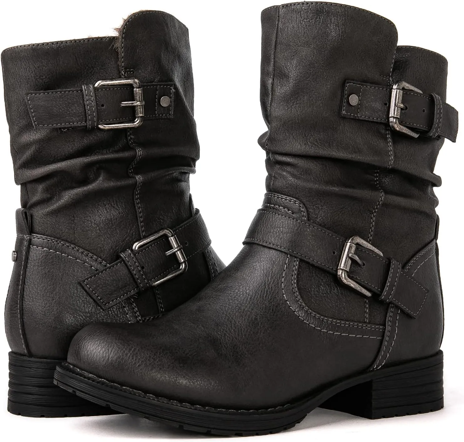 GLOBALWIN Women's Fur Booties Fashion Combat Ankle Boots For Women