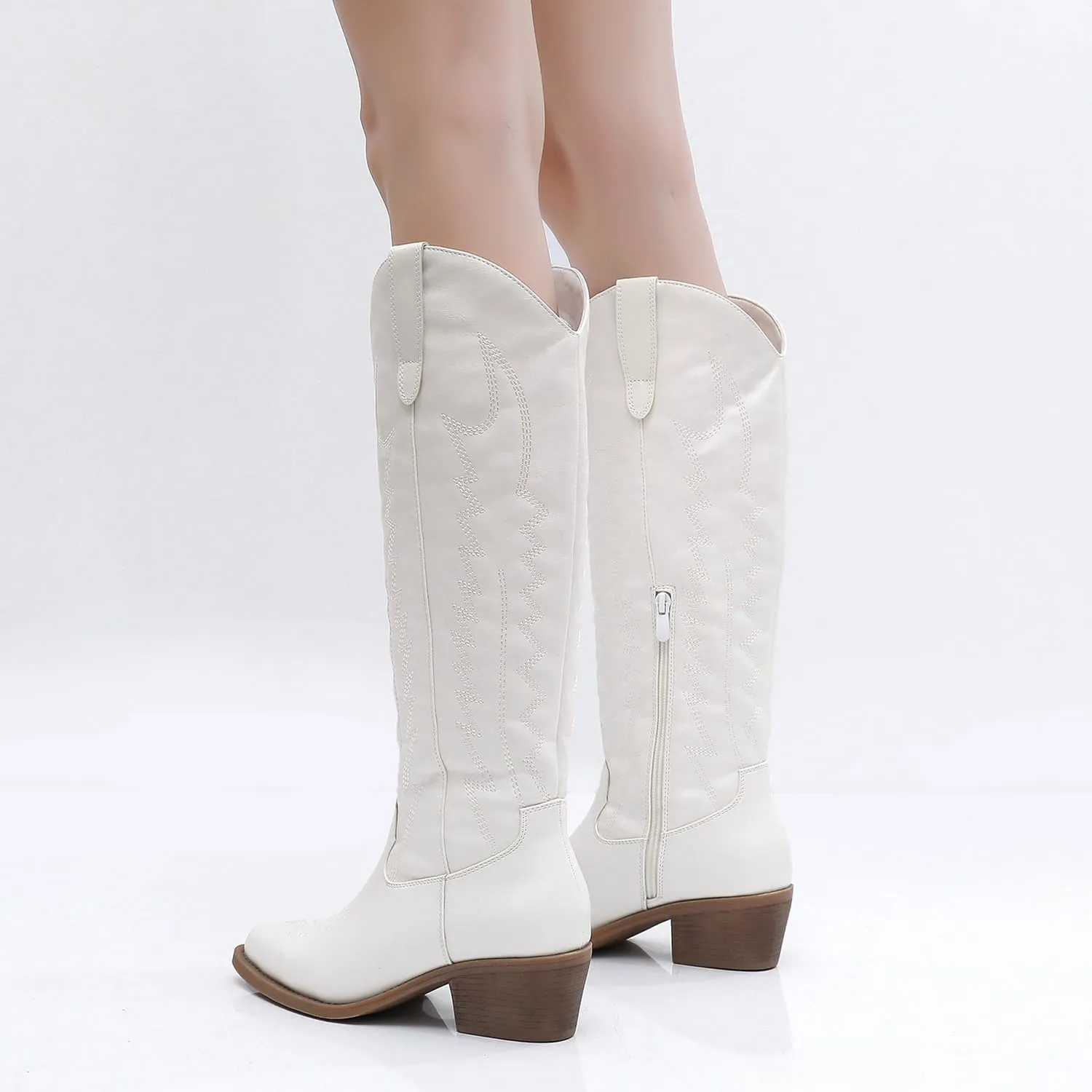 GLOBALWIN Women's Knee High Long Pointed Toe Western Cowboy Boots For Women