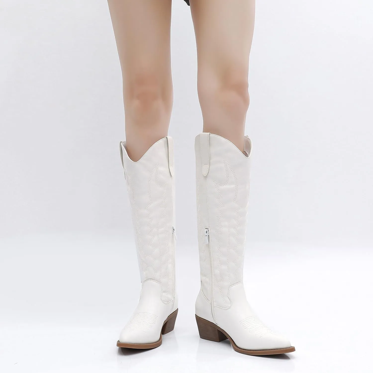 GLOBALWIN Women's Knee High Long Pointed Toe Western Cowboy Boots For Women
