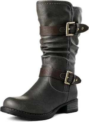 GLOBALWIN Women's Mid Calf Comfortable Fashion Dress Boots For Women Low Heel With Zipper